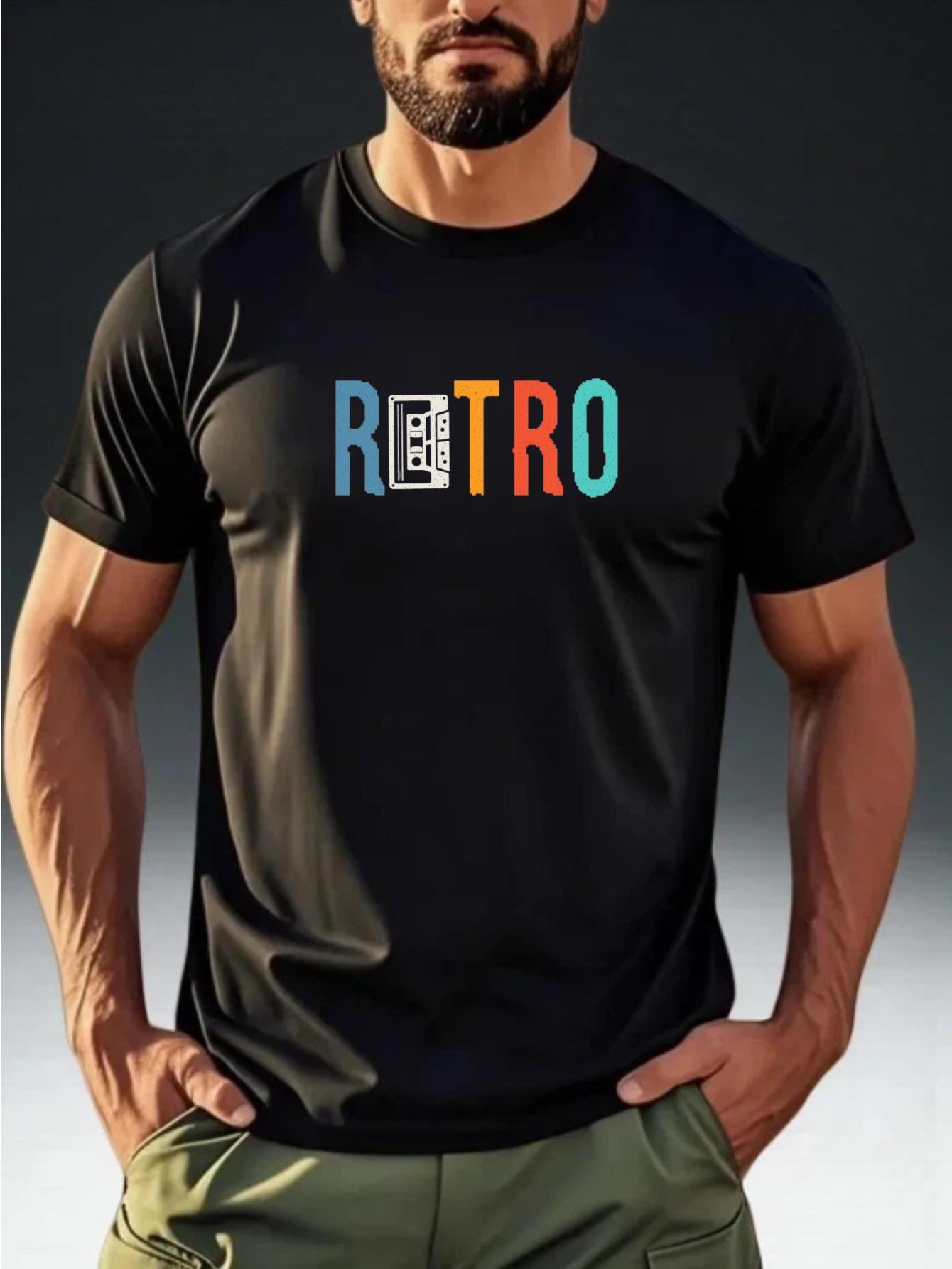 Men S Short-Sleeve T-Shirt Featuring a Fun Retro Cassette Print M