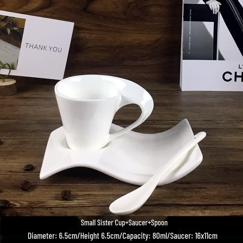 Qianxing Ceramic Teacup and Saucer Set with Spoon