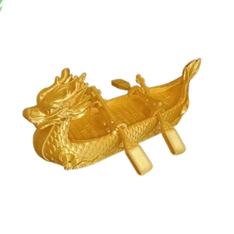 Plastic 3D Printed Dragon Boat Realistic Traditional Articulated Chinese Dragon Cute Decorative Dragon Model Car Decoration