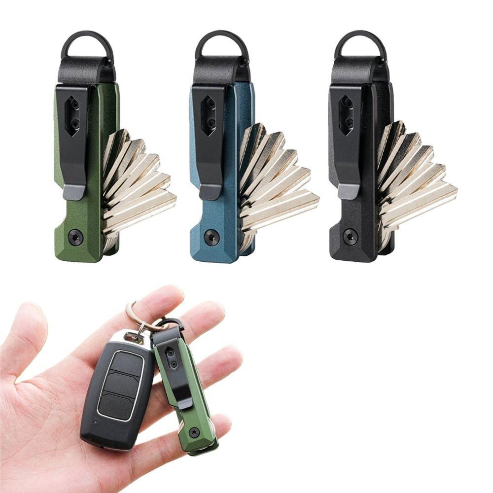New Aluminum Alloy Key Organizer Minimalist Durable Metal Keychain Holds 1-6 Keys Multi-functional Key Storage Clip Daily Carry