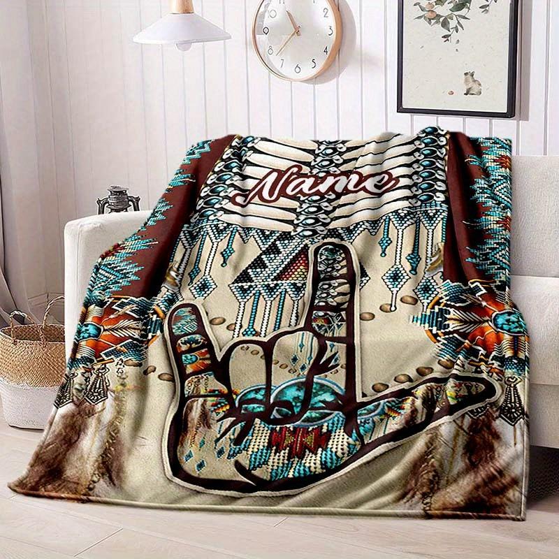 Ethnic Patterns Customize Your Name Blanket Warm Comfortable And Soft Blankets Are Suitable For Home Lunch Break Blanket Office Sofa Sofa Gift To