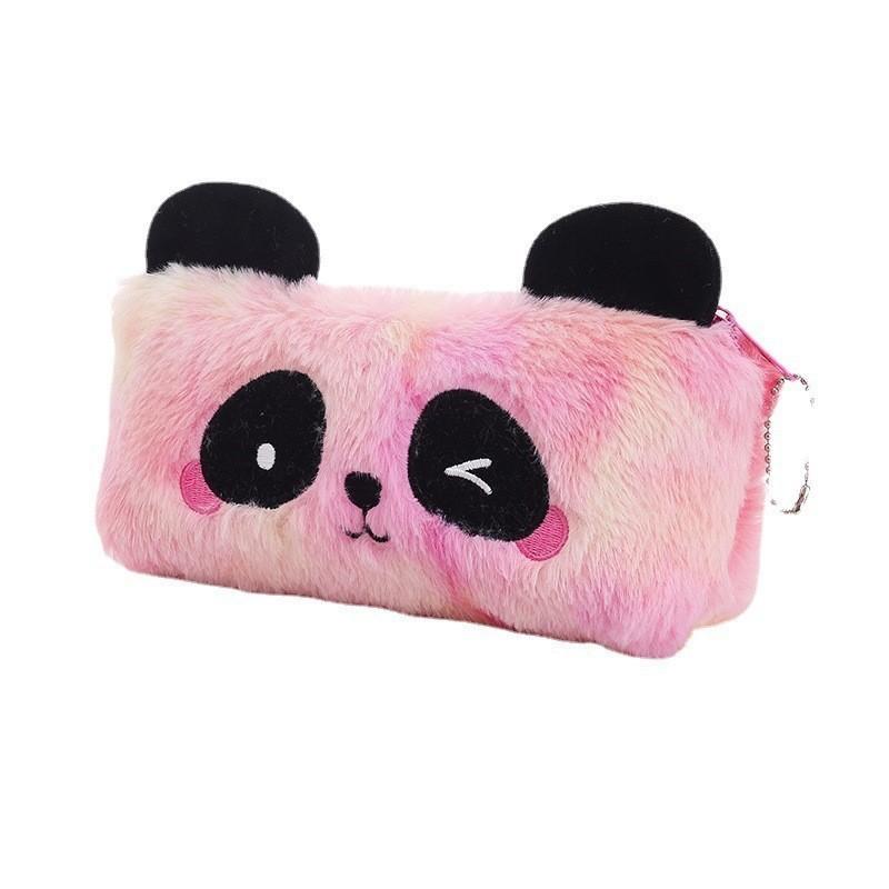 New Plush Gradient Panda Pencil Case Cute Cartoon Storage with Large Capacity Student Stationery Festival Gifts