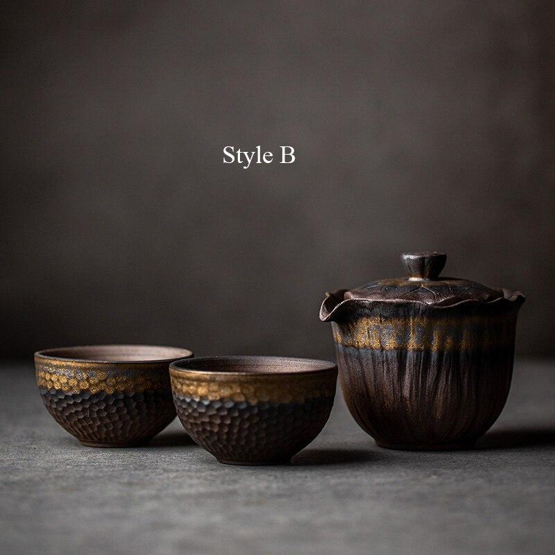 Japanese Style Kung Fu Tea Set Ceramic Quick Tea Cup Coarse Pot Two Cups