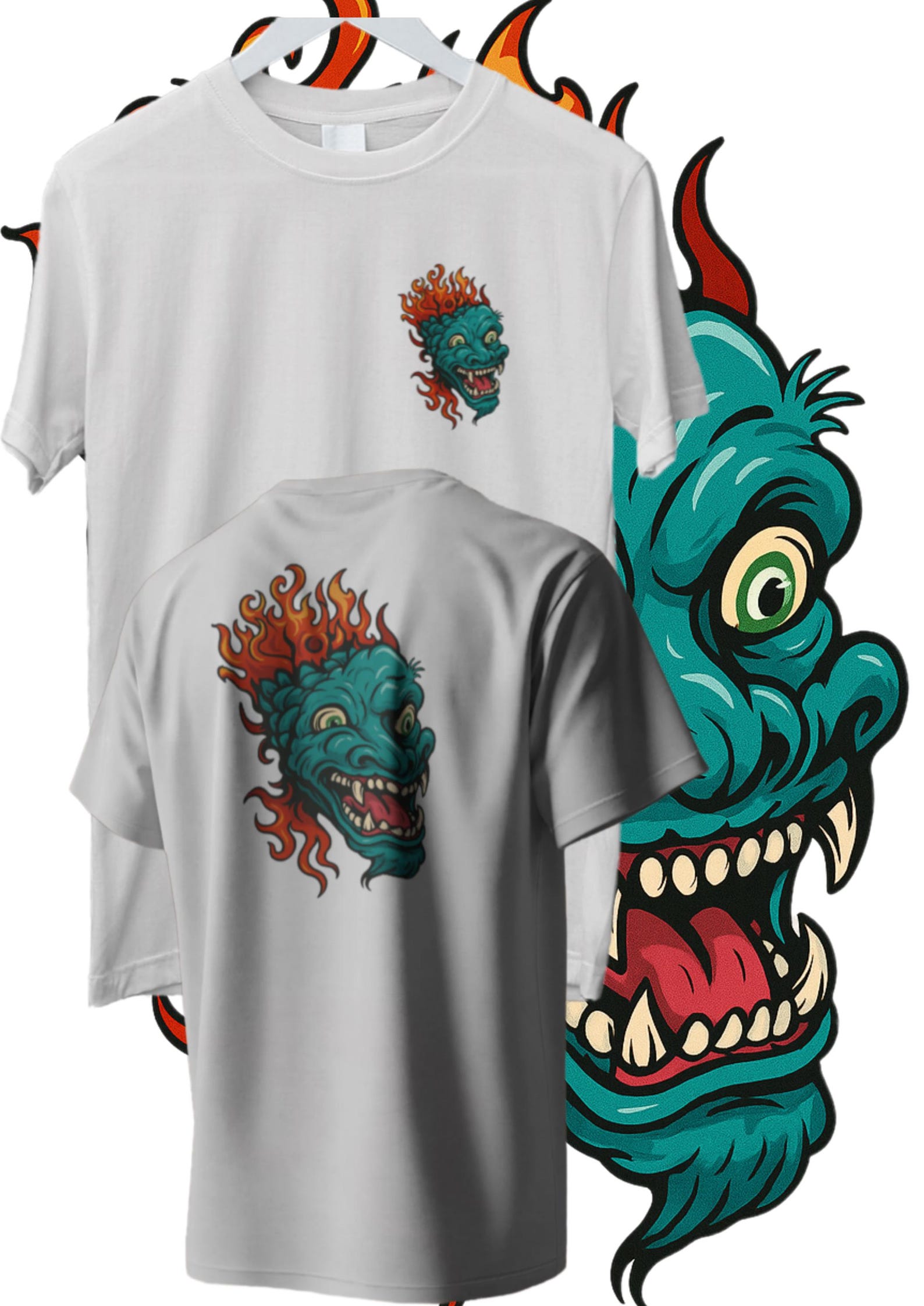 the prince of darkness tattoo tshirt dragon design, white unisex tshirt L