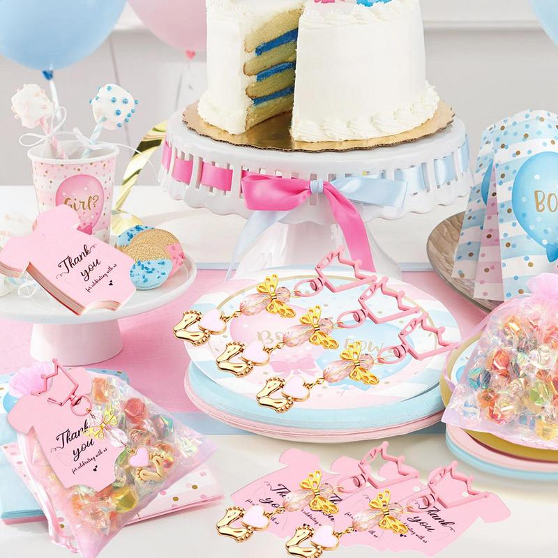 Baby Shower Angel Keychains Pink Baptism Favors With Thank You Card Pink Baby Girl Angel Charm Guest Favors Bulk For Birthday