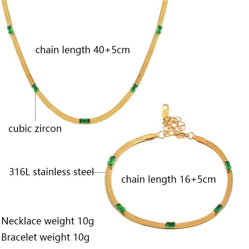 Lanț de guler pătrat verde din oțel titan titan