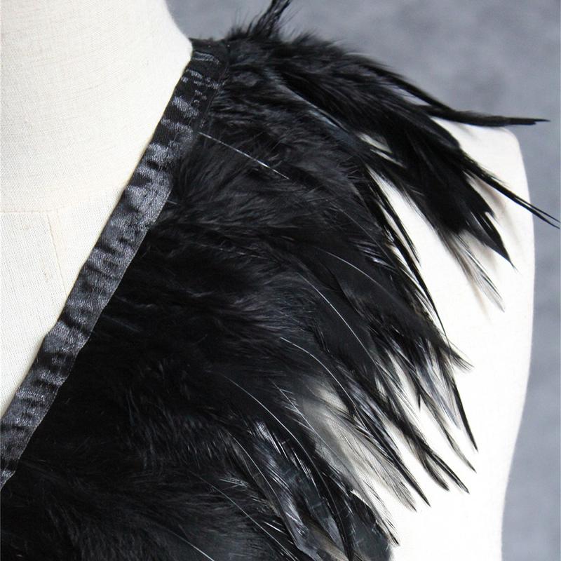 Black Chicken Feathers Trim Fringe Fabric DIY Feather Ribbon Sewing Crafts for Festival Party Clothing Creative Decoration
