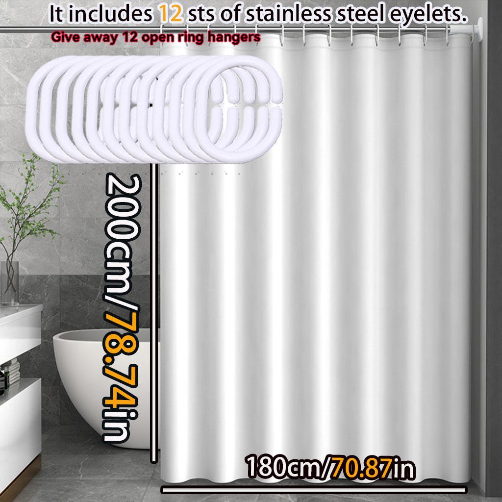 Modern Simple Pure White Shower Curtain Peva Material Is Easy To Clean Suitable For Bathroom Privacy And Decoration