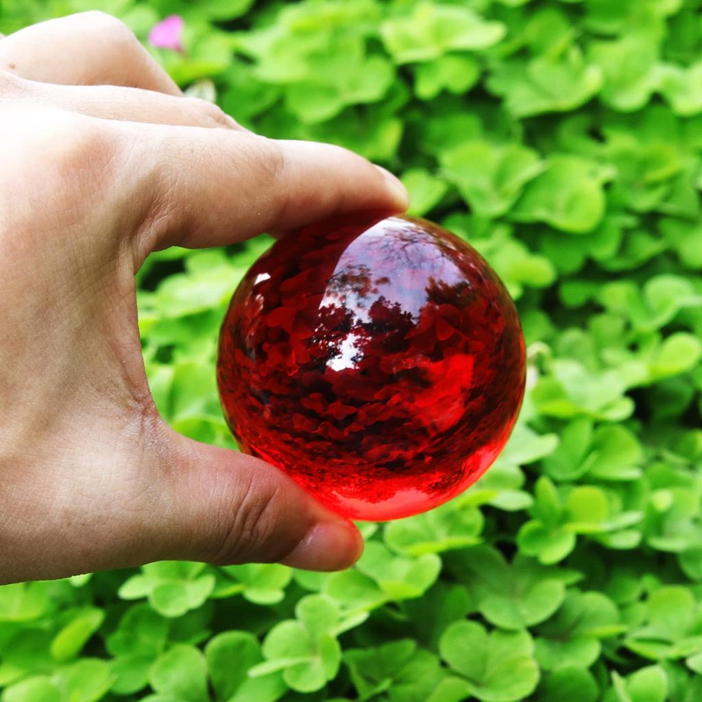 Multicolored Transparent Crystal Ball, 60mm, Crystal Ball, Ornament (Red)