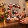 Festive Tabletop Display Wooden Christmas Swing Ornament, Cute Santa Claus Reindeer Penguin 2D Winter Theme Home Accents Flat Decoration for