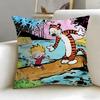 classic comic Calvin and Hobbes Cushion Cover Soft  EasyWash Pillow Case  Versatile for Couch Bed Travel and Office