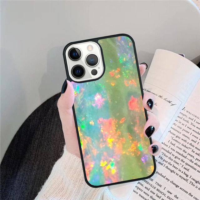Opal Stone Iridescent Phone Case Cover For iPhone 17 Air 15 16 14 13 12 Pro Max 11 Pro Max Plus Coque Shell