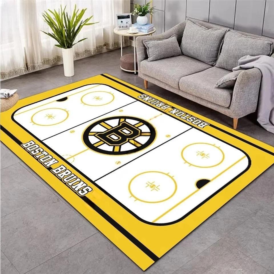 3D Hockey Rug, Ice Hockey Carpet Non-Slip Machine WashableDoormat, Sport Themed Floor Mat for Living Room Dining Room Game Room
