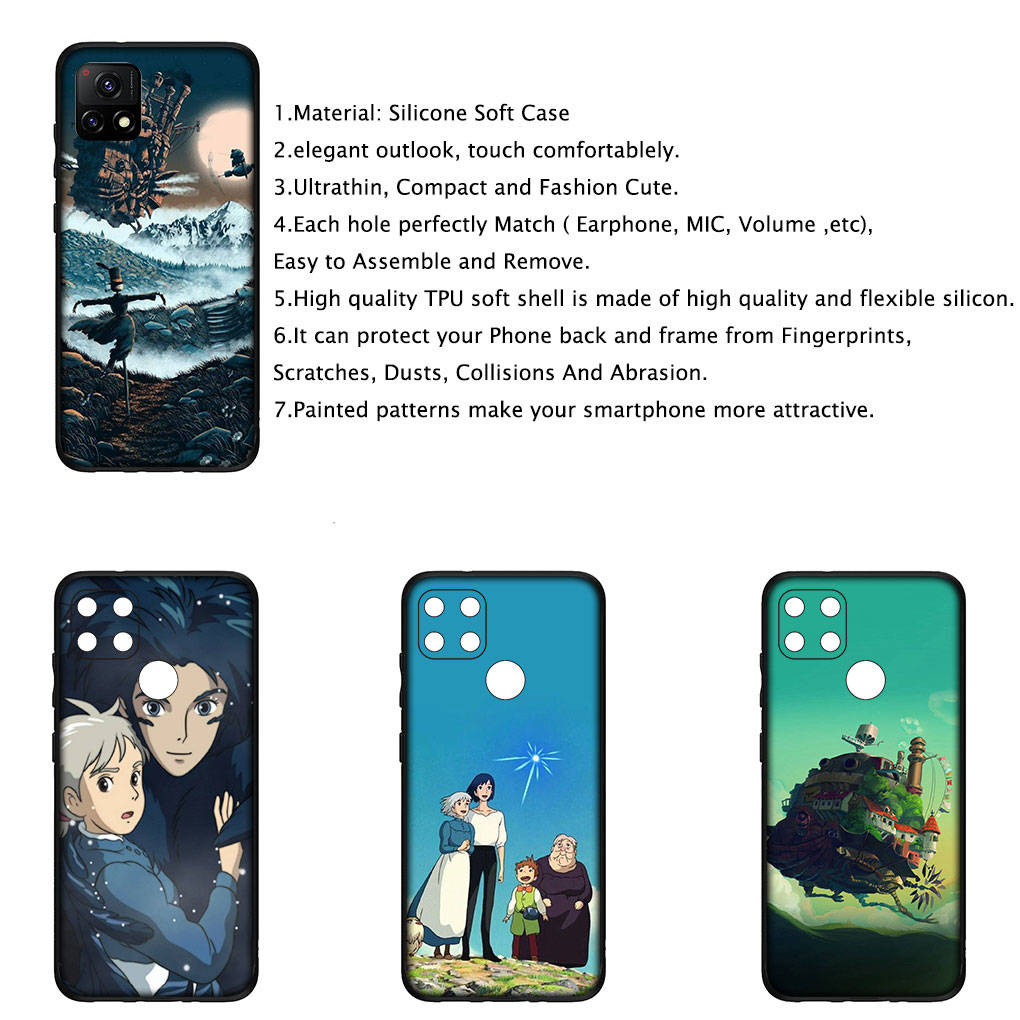 For iPhone 16 15 Xiaomi Redmi Note 14 13 12 11 Pro Max X 8 16e Samsung Galaxy S25 S24 S23 Moto OPPO Huawei Anime Howls Howl's Moving Castle Phone Case
