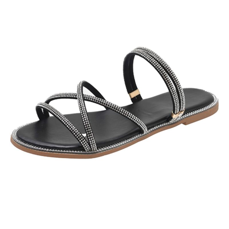 Women Slippers 2024 New Summer Flat Glitter Designer Sandals Luxury Rubber Rome Slippers Slides Women Zapatos De Mujer