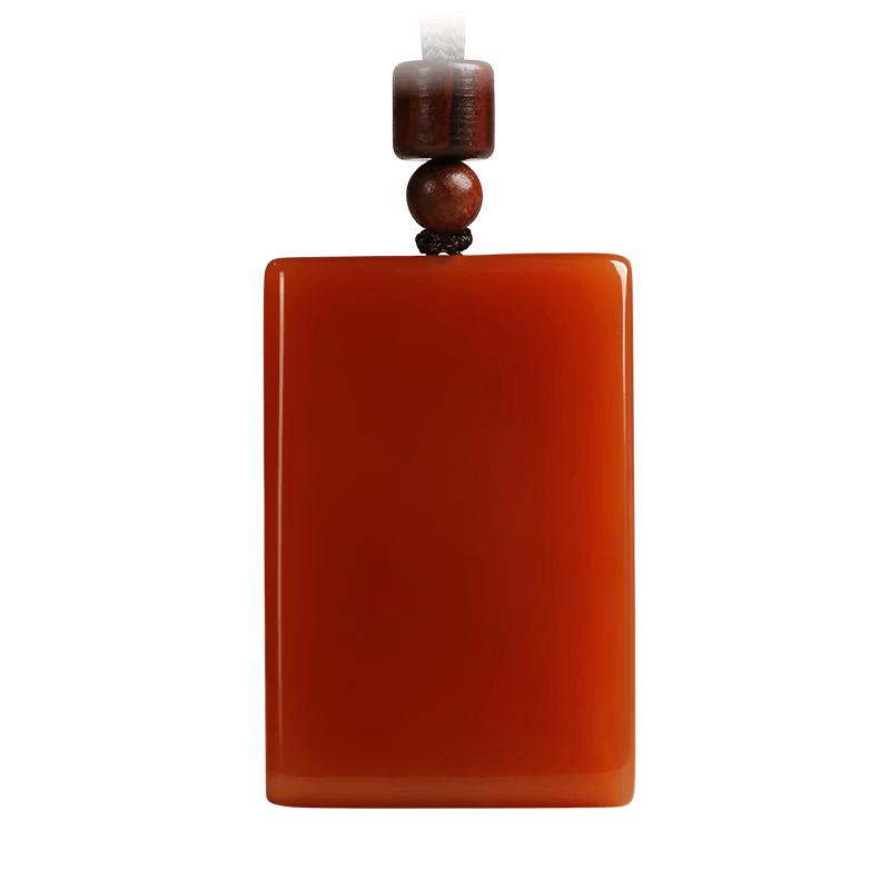 Fengxi Red Agate Peace Amulet Pendant Necklace