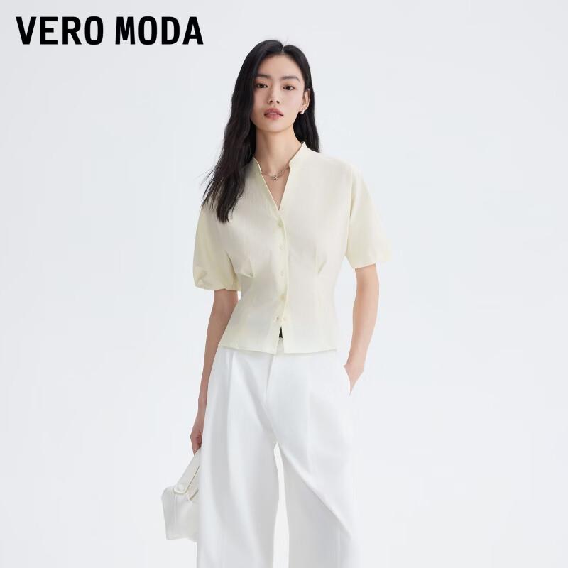 VEROMODA Women s Puff Sleeve Pleated Blouse M
