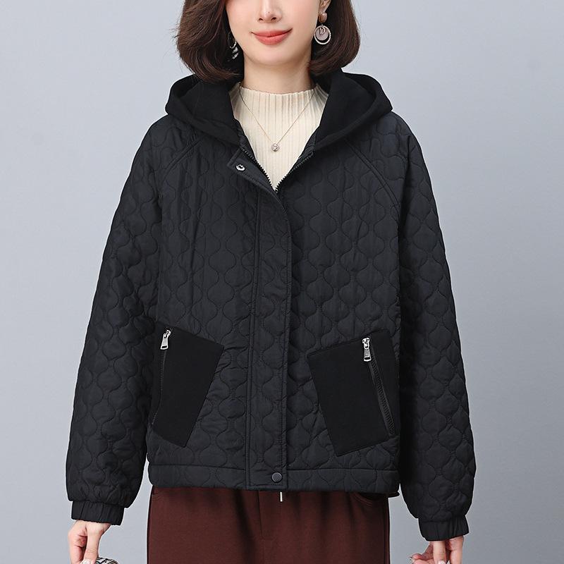 Women's Hooded Cotton Coat: Autumn/Winter 2024, Short, Loose, and Thickened for Middle-Aged and Elderly.