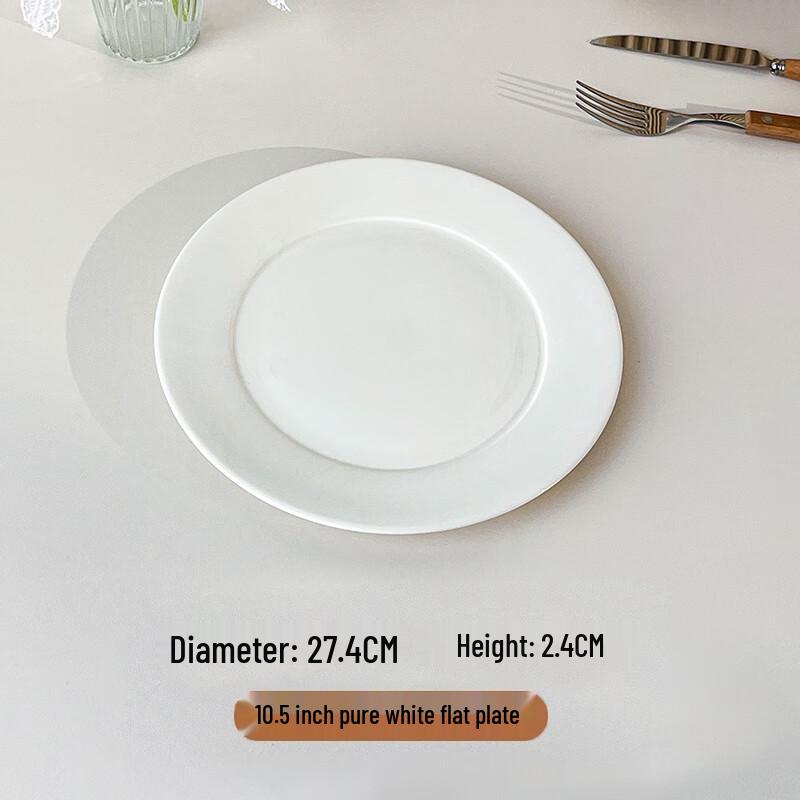 Molona 10.5-inch Ceramic Flat Dinner Plate Set