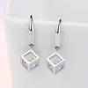 Silver Cube Tassel Earrings - Women's Korean Style with Love Window Design