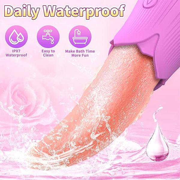 Dildo Realistic Soft Tongue Vibrator, Vbrating Rose Sex Toy for Women, Clit & Nipple Stimulator with 10 Vibration, Female Adult Sex Toys