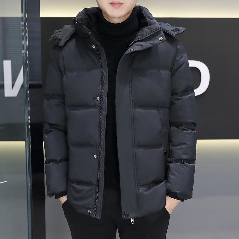 

Men s Winter Down Jacket with Detachable Hood - Casual, Windproof, Warm, Loose Fit, Suitable for Young & Middle-Aged, Business & Sports Styles. 3XL чорний