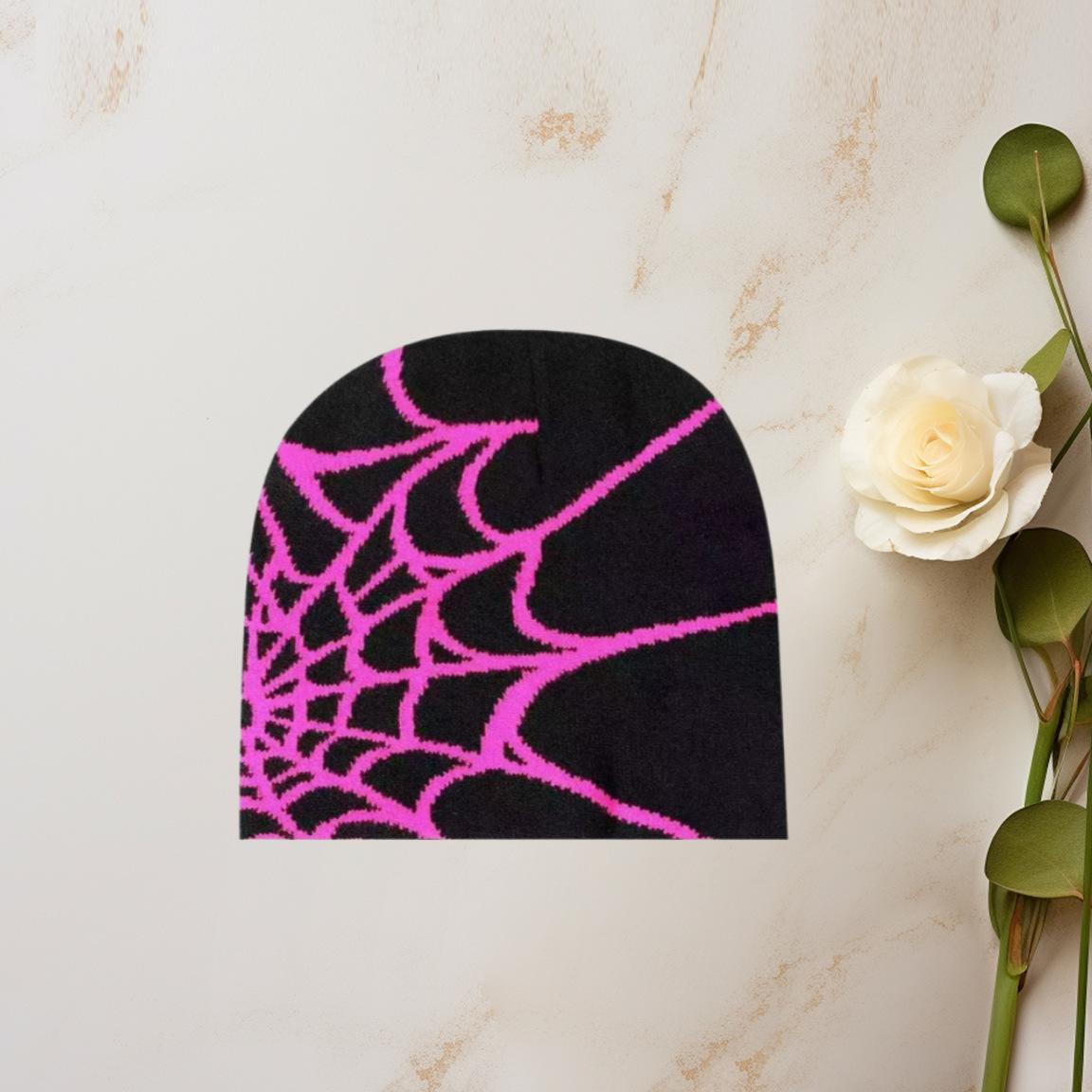 

Шапка вязаная шерстяная акриловая с готическим узором паука Y2K женская бини зимняя теплая шапка гранж хип-хоп повседневная шапка-бини для улицы One Size