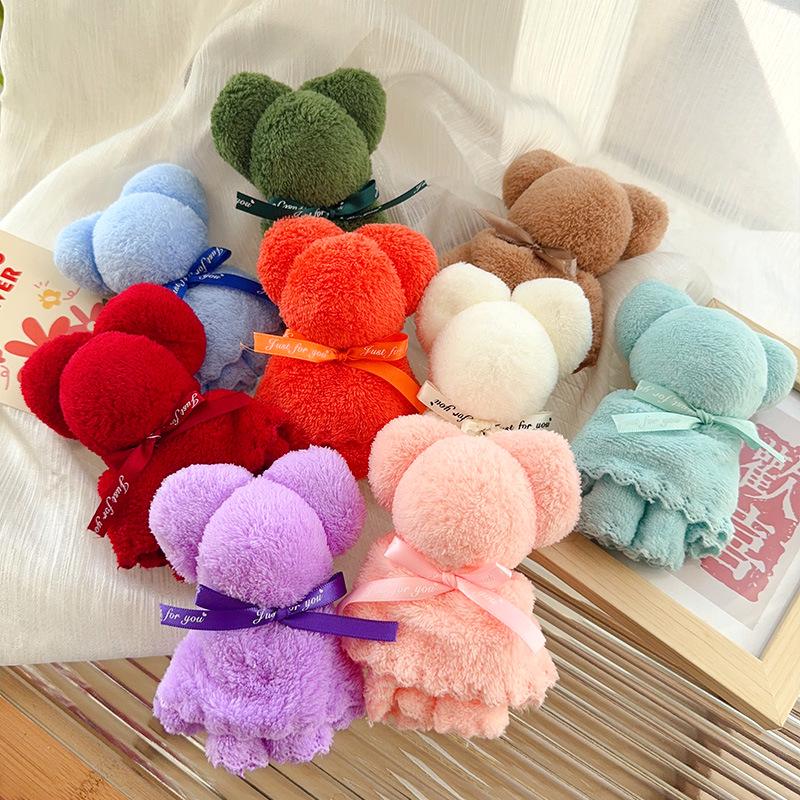Bear-Shaped Coral Fleece Towel - Ideal Party or Event Gift