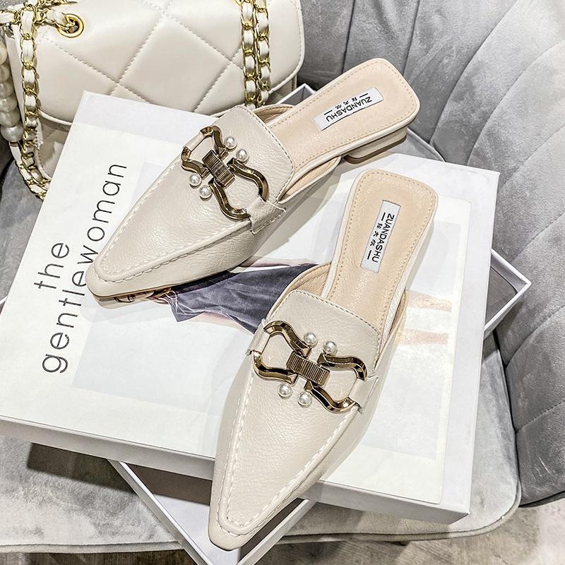 New Women Shoes Fashion Slipper Pointed Toe Slide Girl Street Designer Heels Mules Shoes