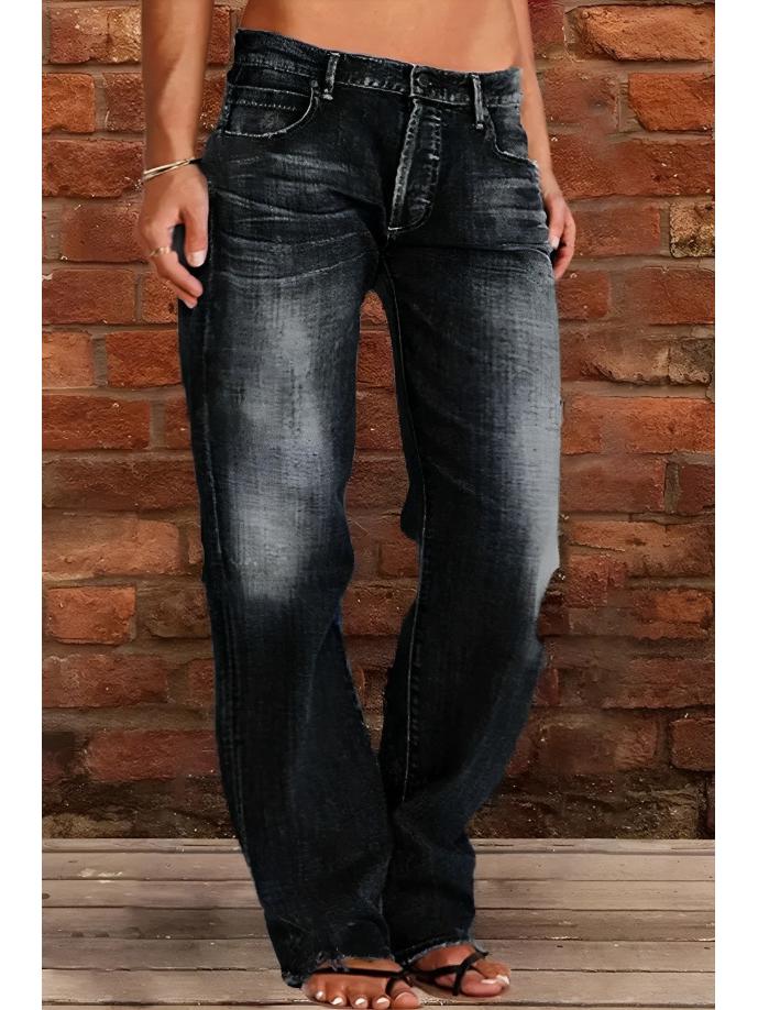 Women's Tulip High Waist Raw Edge Jeans NK205