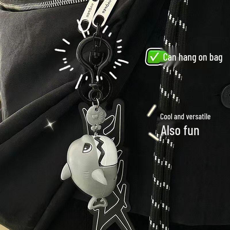 Biting Shark Pendant: Decompression Big Fish Eats Small Fish Keychain