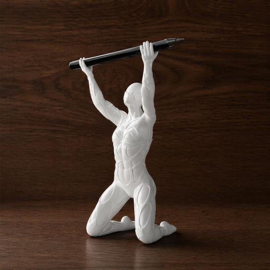 3D Printed Kneeling Pen Holder, Weightlifting Design Pen Organizer, Creative Pencil Holder for Desktop Decoration Office Home Accessories