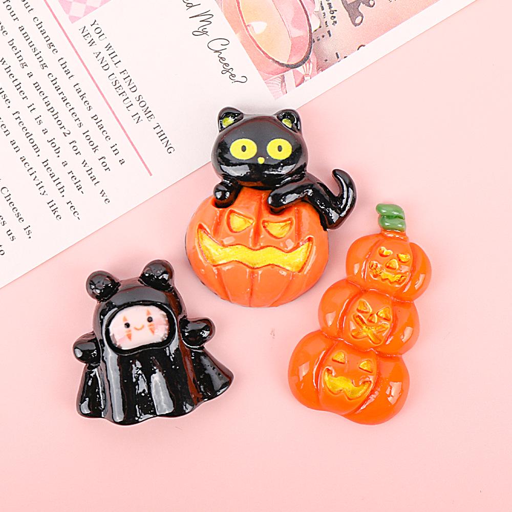 Handmade DIY Cartoon Pumpkin Lantern Hair Clip Resin Components
