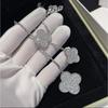 Light Luxury Large Full Diamond Four-leaf Flower Necklace Pendant Long Elegant Super Fairy Jewelry