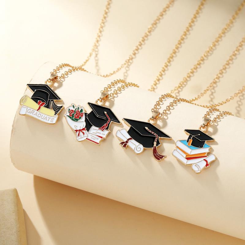 Graduation Cap Necklace Academic Pendant Minimalist Alloy Jewelry Student Keepsake Gift Commemorative Accessory