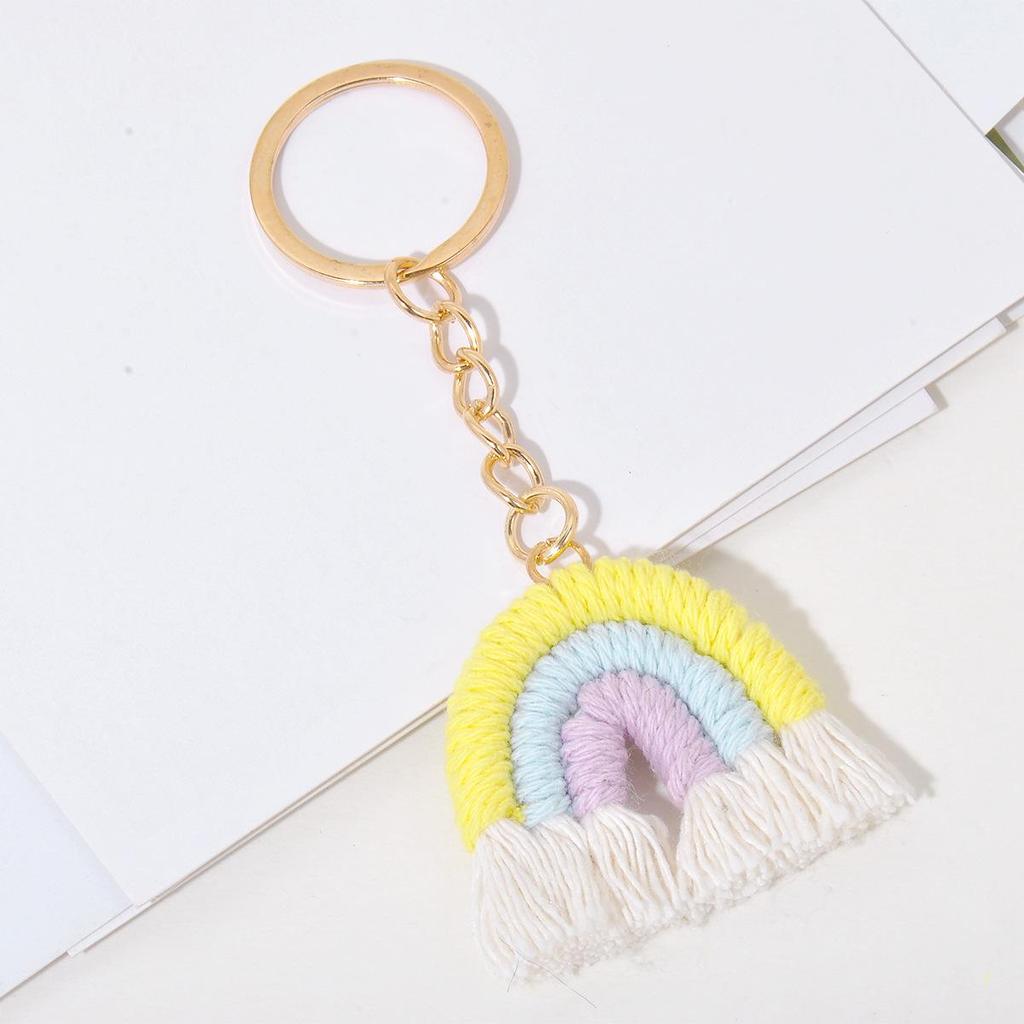Handmade Cotton Rainbow Tassel Keychain Charm