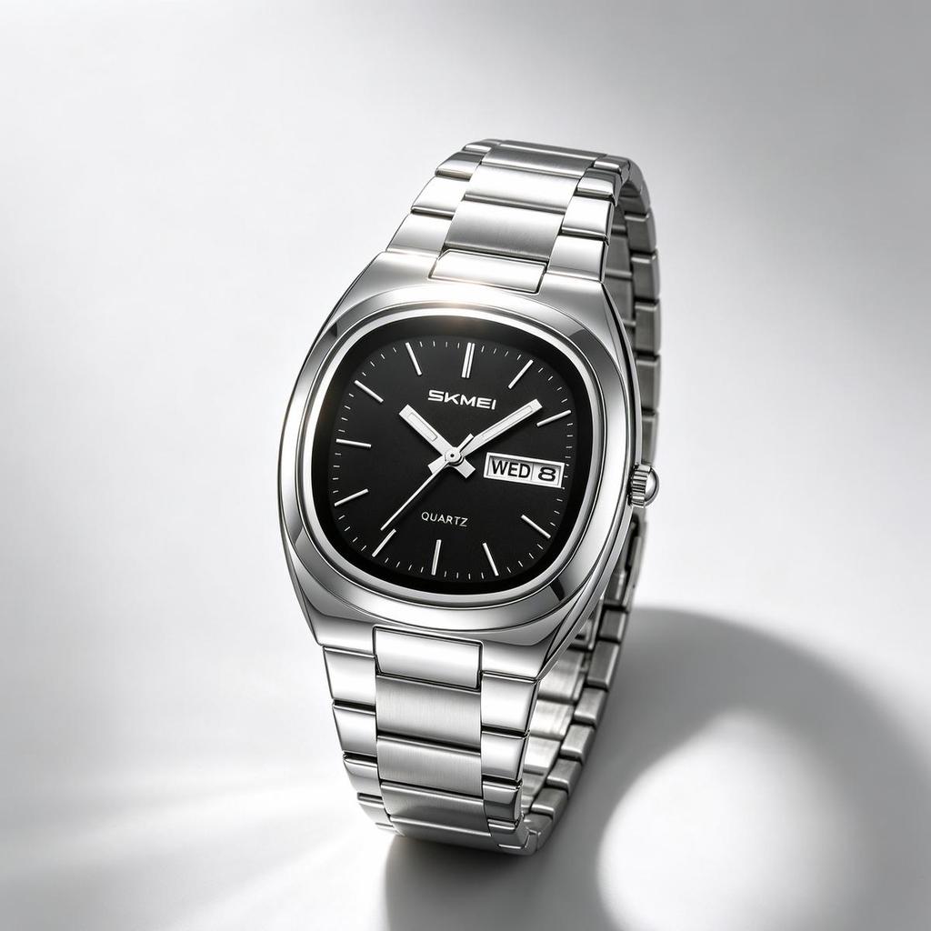 Unisex Quartz Watch SKMEI Stainless Steel Calendar 30M Waterproof 2420
