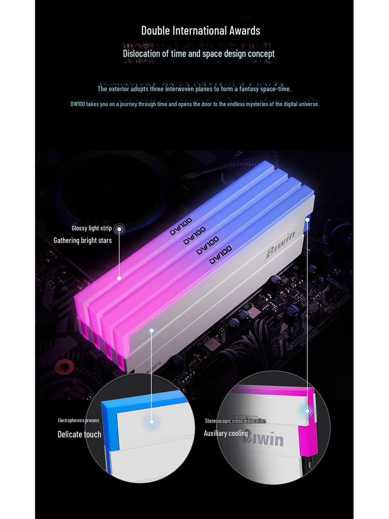 BIWIN DW100 DDR5 Desktop-Speicher 32GB (16 GB × 2) 6000/6400MHz mit Lichtleiste