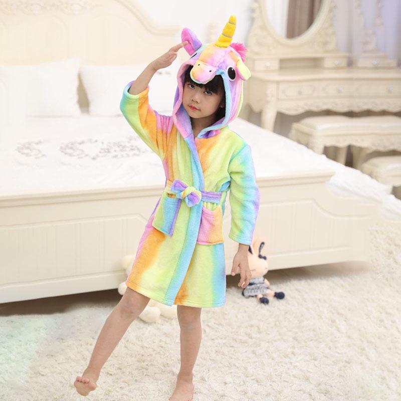 Soft And Cozy Unicorn Kids Bathrobe For Girls Boys Sleepwear Nightwear