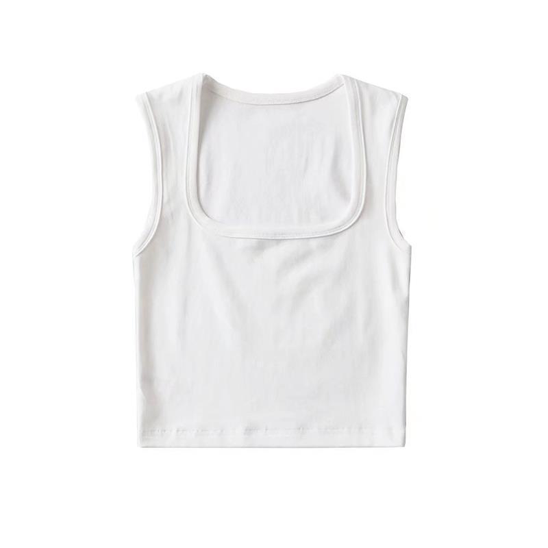 Crop top fără mâneci, sexy, slim-fit, cu gât pătrat, pentru femei