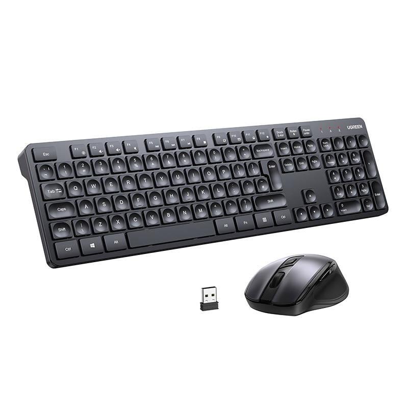 Zestaw Bezprzewodowa Klawiatura + Myszka Ergonomiczna Ugreen Mk006 (Czarny)