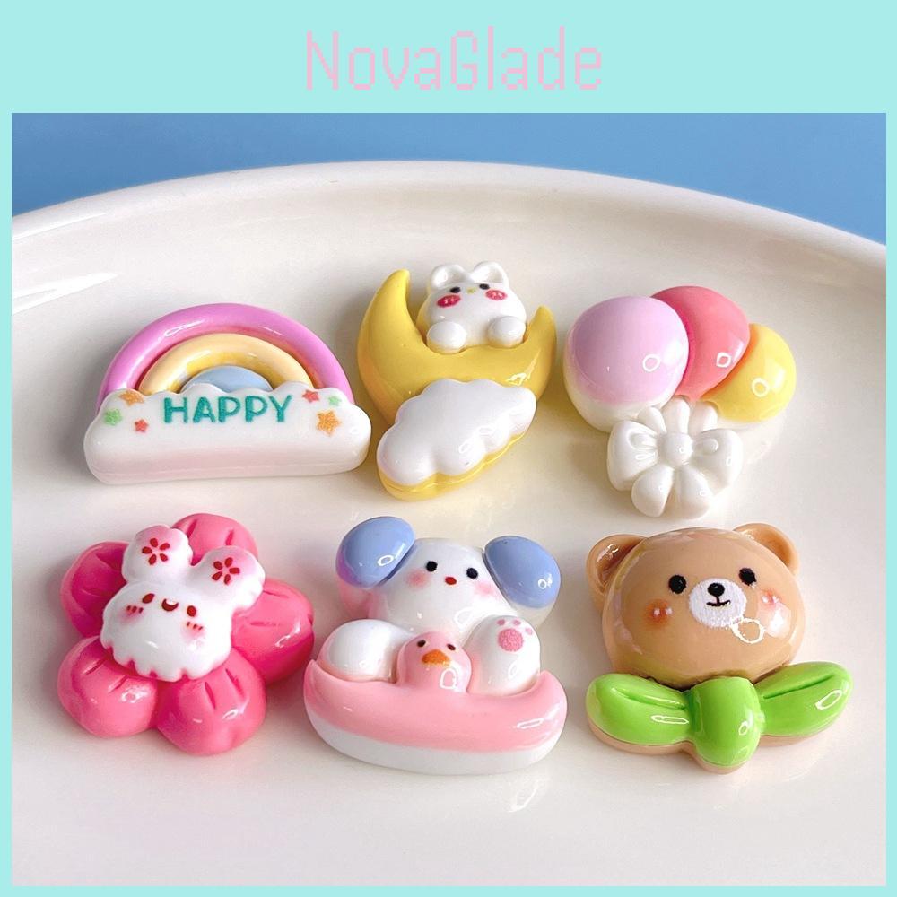 Cute Cartoon Rainbow Bunny Balloon Resin Accessories For Diy Hair Accessories And Phone Cases