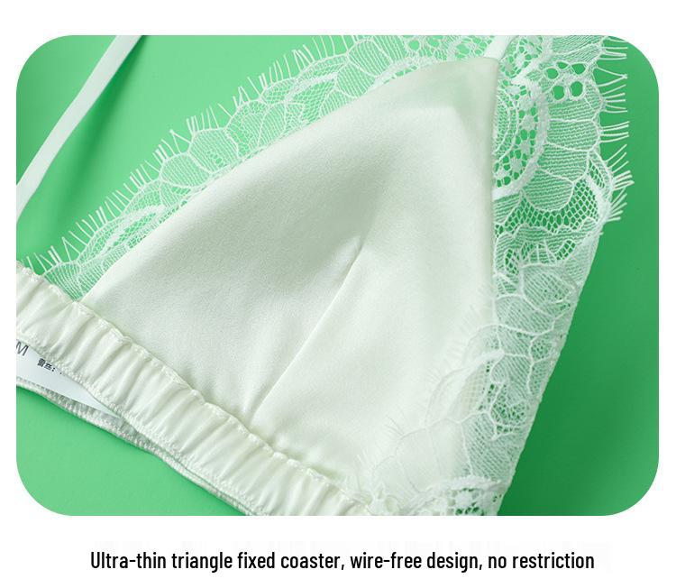 Women's Real Silk Satin Wireless Triangle Bra with Front Buckle and Beautiful Back Design