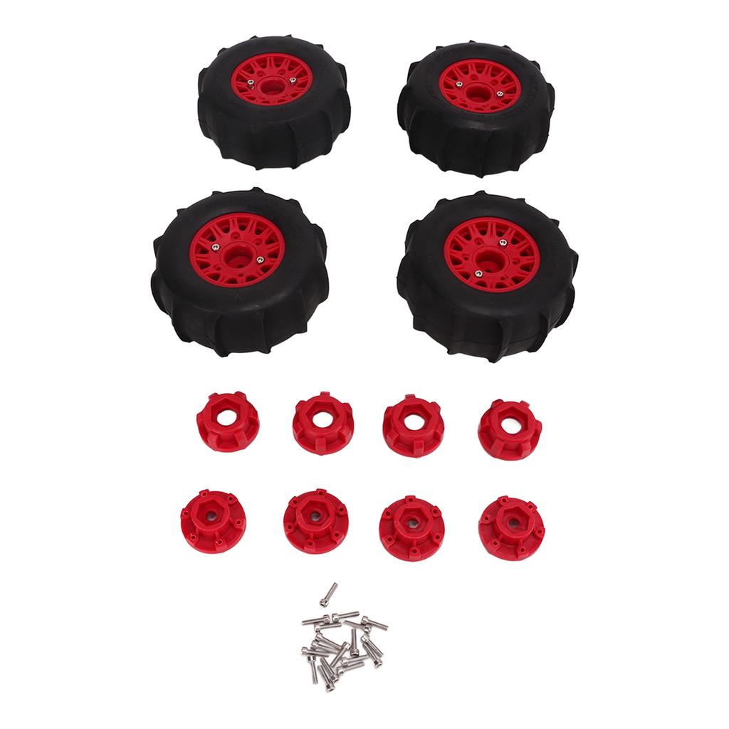 4 PCS RC Car Snow Wheels Tires Excellent Grip Thickened Weighted RC Car Accessories with 12mm 14mm 17mm Colligator Red