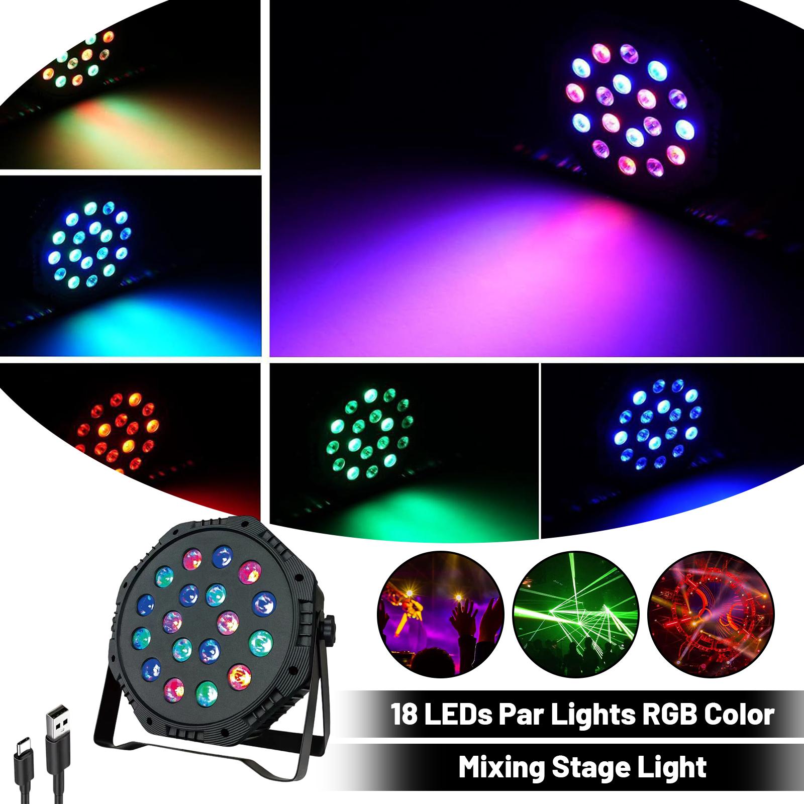 

36-LED USB PAR Light, 18 Multi-color RGB LEDs, With Remote Control, For Stage Lighting. One Size