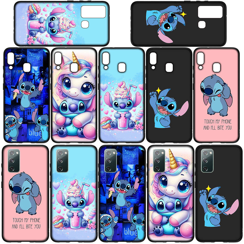 Phone Case for Samsung Galaxy S25 S23 S22 S21 S24 Ultra FE A05 A06 A15 A16 A36 A37 A35 A54 A55 A56 A57 A25 A26 A53 A17 Blue Lilo Stitch Lovely Cover