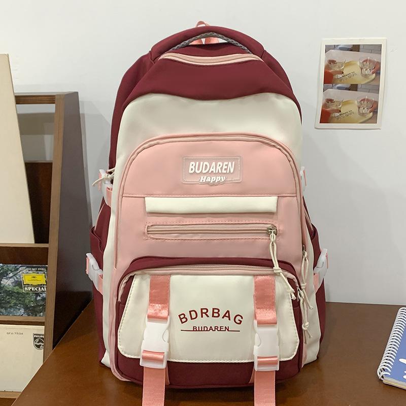 Schoolbag Children Elementary School Girls Junior High School Students Large Capacity Color Blocking Large Capacity Backpack