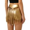 Damen Schimmernde Metallische Hotpants Hohe Taille Quaste Fransen Booty Shorts Freche Shorts