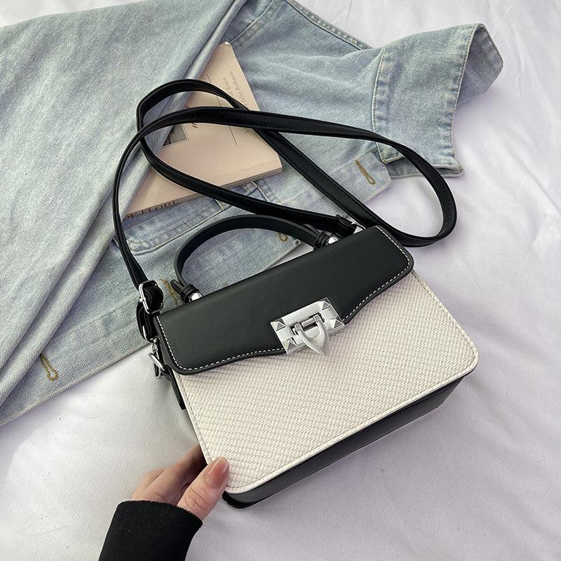 New High-end Contrasting Color Fashion Briefcase Bag Portable Shoulder Crossbody Trendy Women's Bag