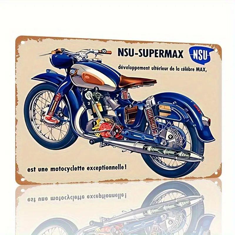 Retro Tin Motorcycle Wall Art for Cafe Bar Garage Decor